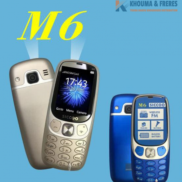Siccoo M6- 1,6 « – Bt Dialer -Caméra – Vibration -Pile 1900mAh -Mini téléphone