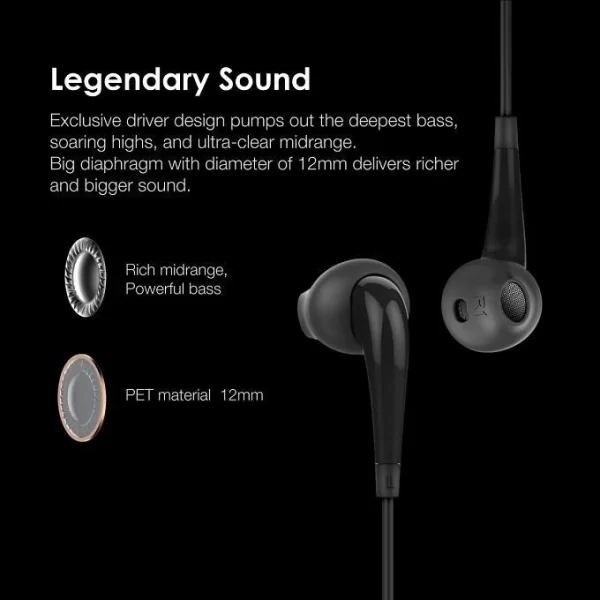 Écouteurs filaires demi-intra-auriculaires, oraimo Halo, avec télécommande et micro OEP-E21 – Image 5