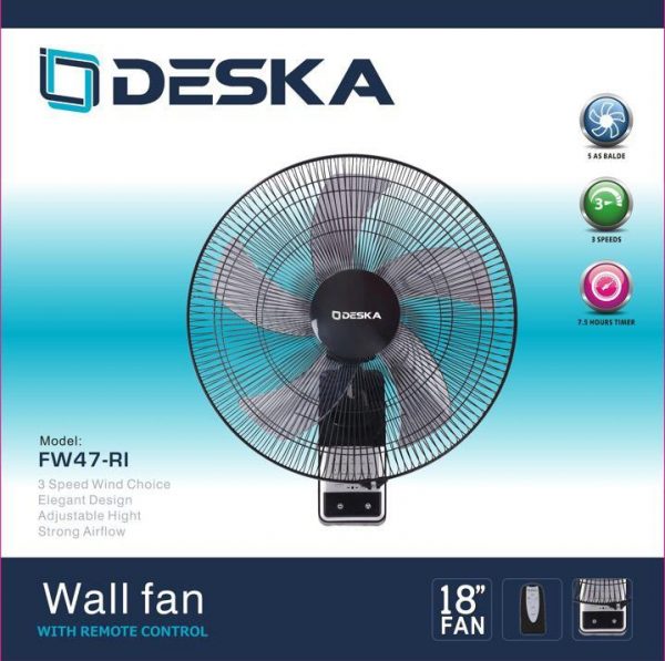 VENTILATEUR DESKA MURAL - FW -47 RI - AVEC COMMANDE