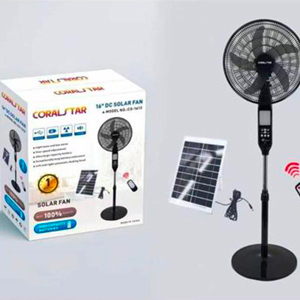 Ventilateur Solaire Rechargeable – Avec Panneau Solaire, Télécommande, Lampe LED
